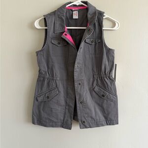 NWT Cat & Jack Gray Vest with Pink Lining